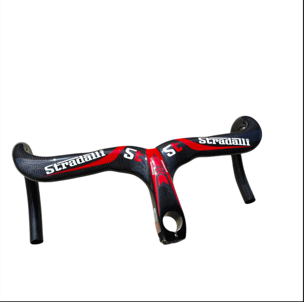 Stradalli Cycle Full Carbon Fiber Ergo Road Bike Bicycle Integrated Stem Handlebar Drop Bar White